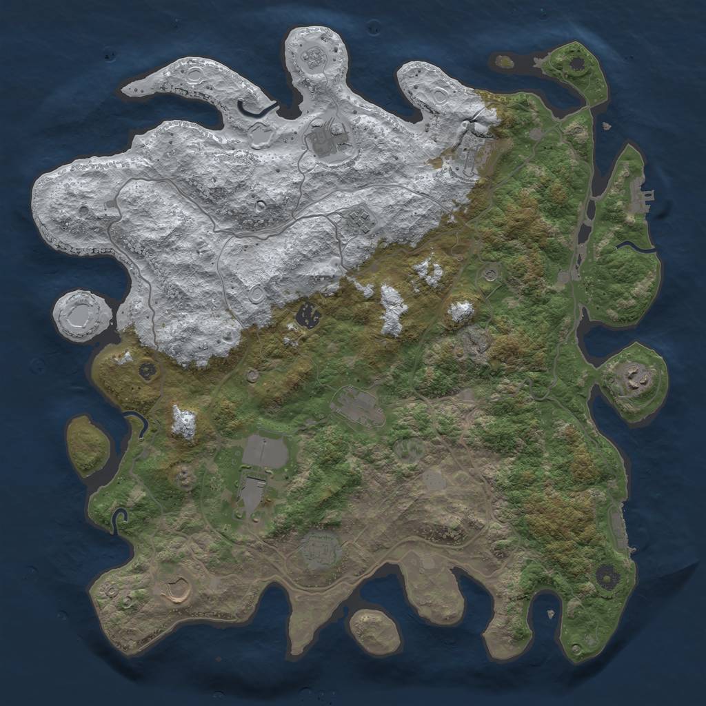 Rust Map: Procedural Map, Size: 4250, Seed: 1955630603, 18 Monuments