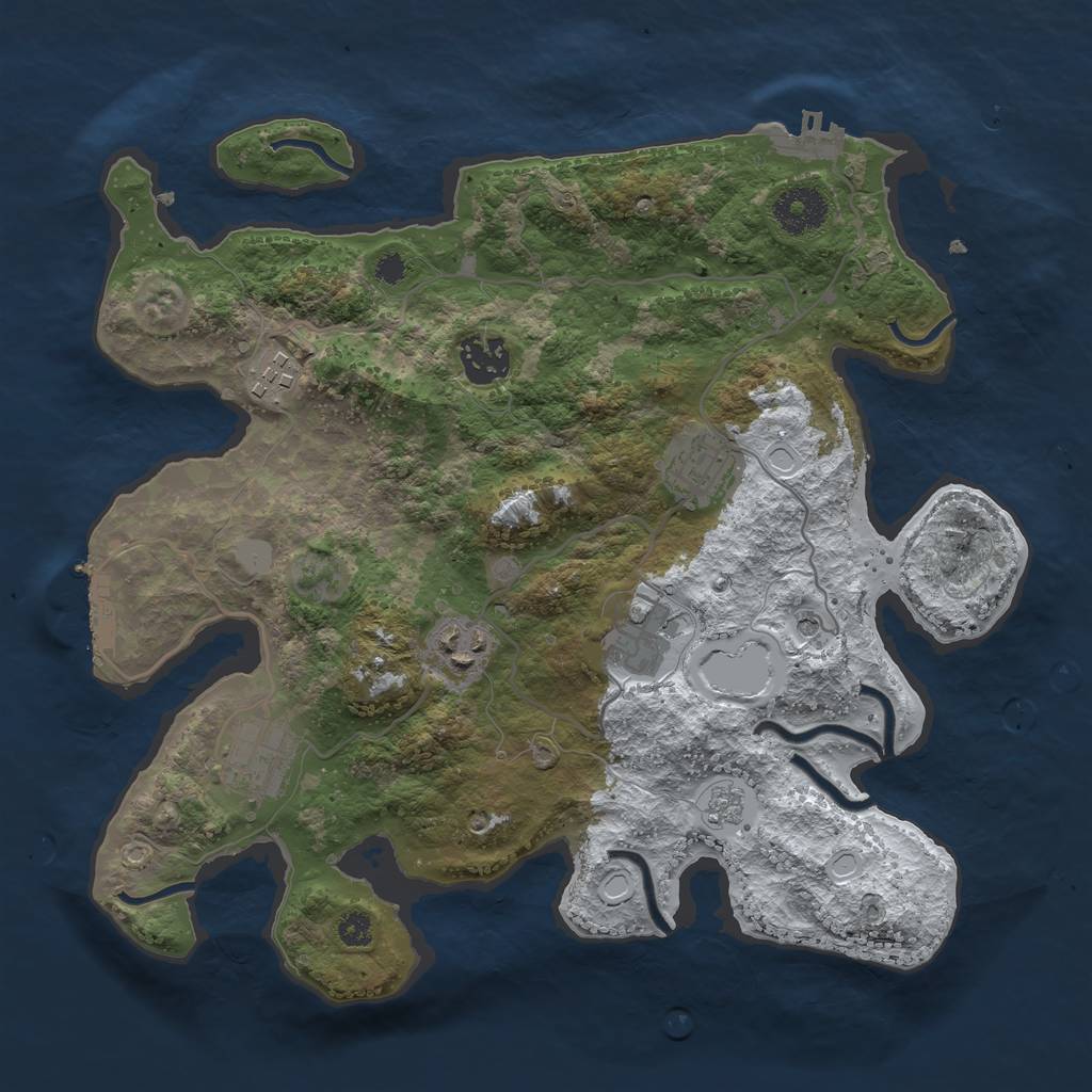 Rust Map: Procedural Map, Size: 3250, Seed: 5305559, 15 Monuments