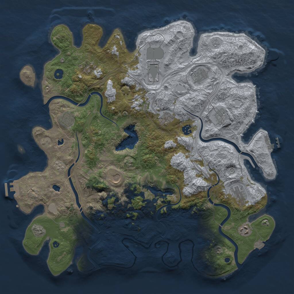 Rust Map: Procedural Map, Size: 4500, Seed: 4481525, 17 Monuments
