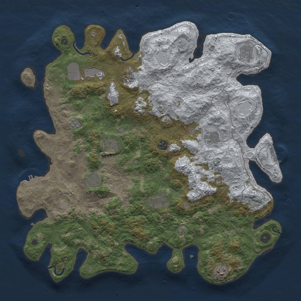 Rust Map: Procedural Map, Size: 4500, Seed: 4481525, 19 Monuments