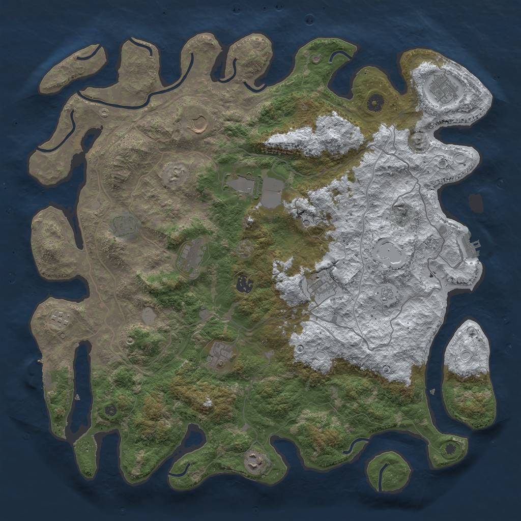 Rust Map: Procedural Map, Size: 4500, Seed: 645396378, 19 Monuments