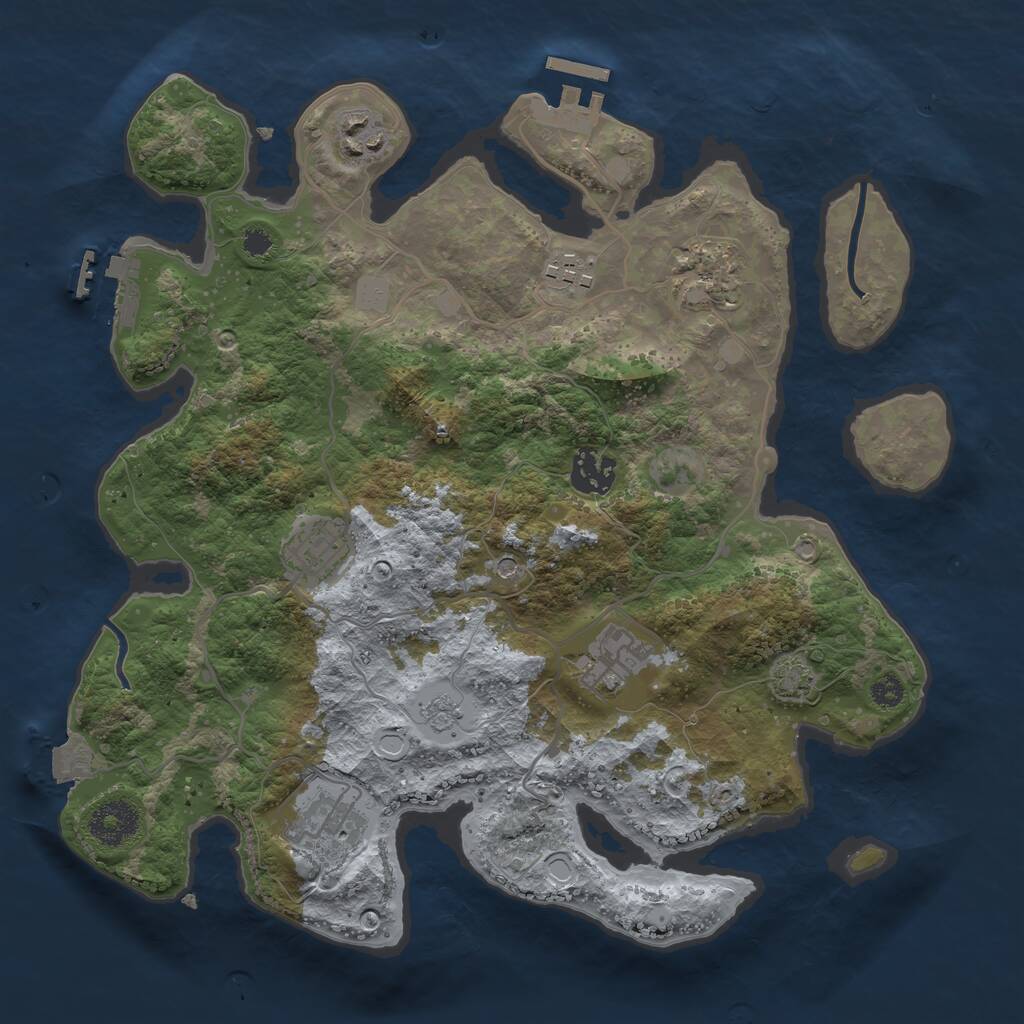 Rust Map: Procedural Map, Size: 3250, Seed: 3145474, 13 Monuments