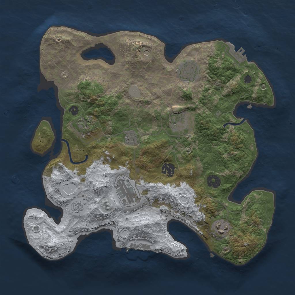 Rust Map: Procedural Map, Size: 3250, Seed: 2990533, 16 Monuments