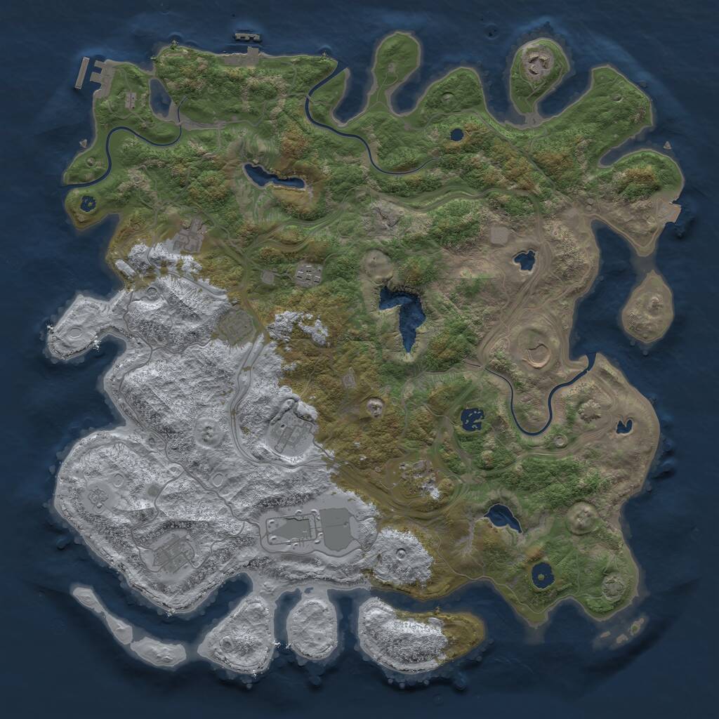 Rust Map: Procedural Map, Size: 4500, Seed: 36, 16 Monuments