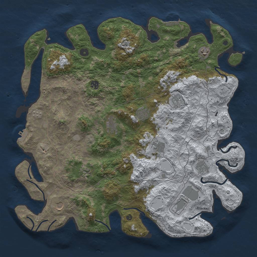 Rust Map: Procedural Map, Size: 4500, Seed: 2570046, 20 Monuments