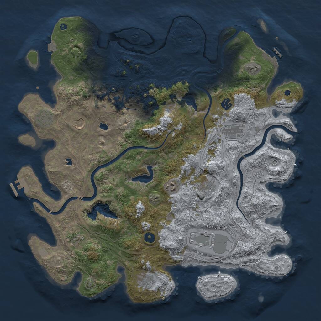 Rust Map: Procedural Map, Size: 4500, Seed: 3838667, 16 Monuments