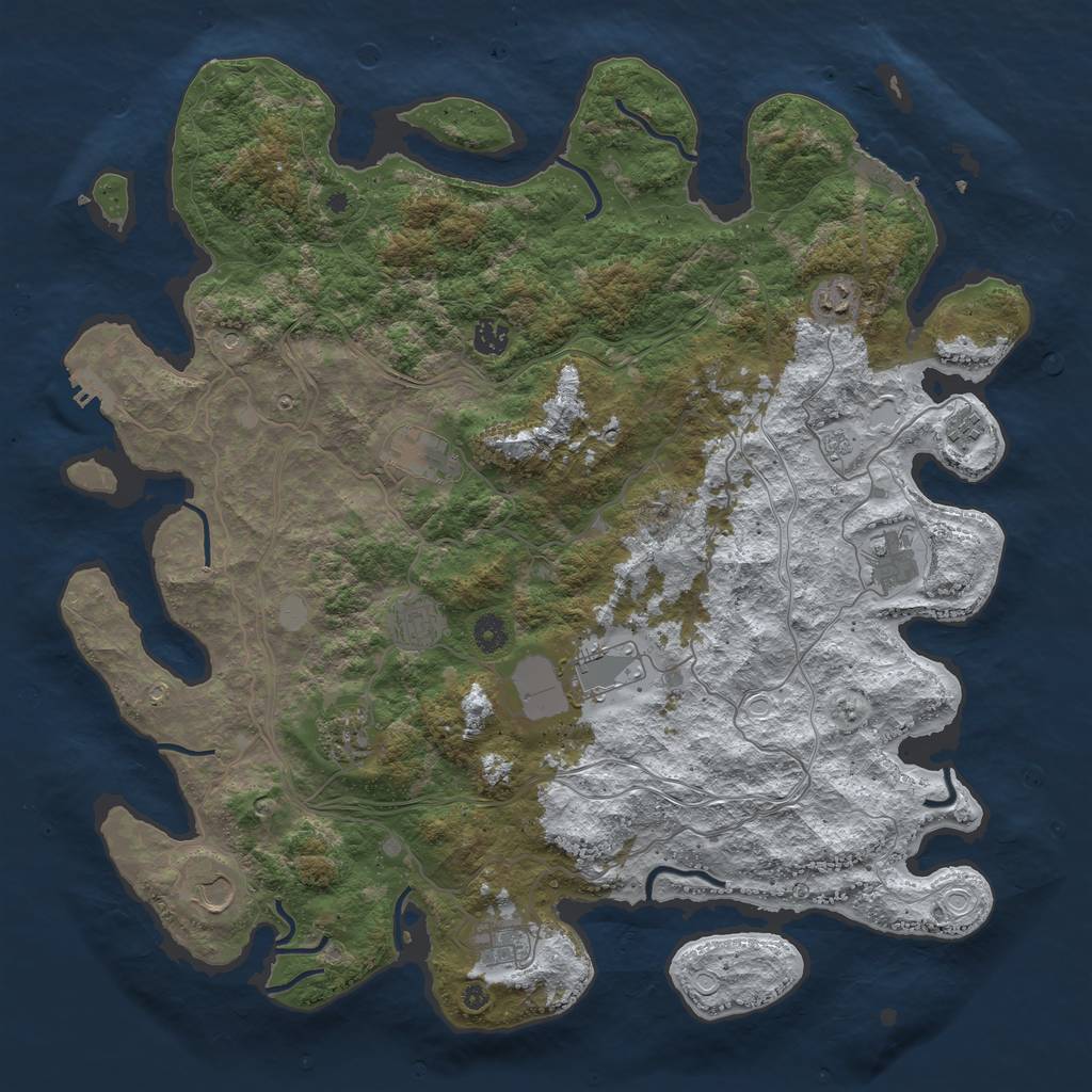 Rust Map: Procedural Map, Size: 4500, Seed: 3838667, 19 Monuments