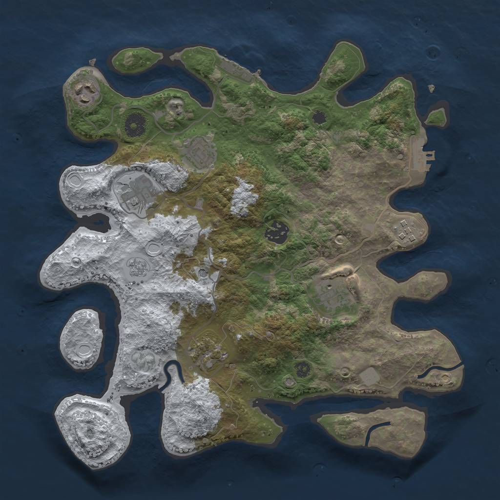 Rust Map: Procedural Map, Size: 3250, Seed: 725018, 16 Monuments