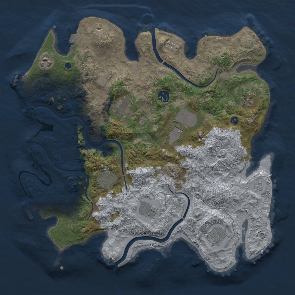 Rust Map: Procedural Map, Size: 3750, Seed: 2825719, 15 Monuments
