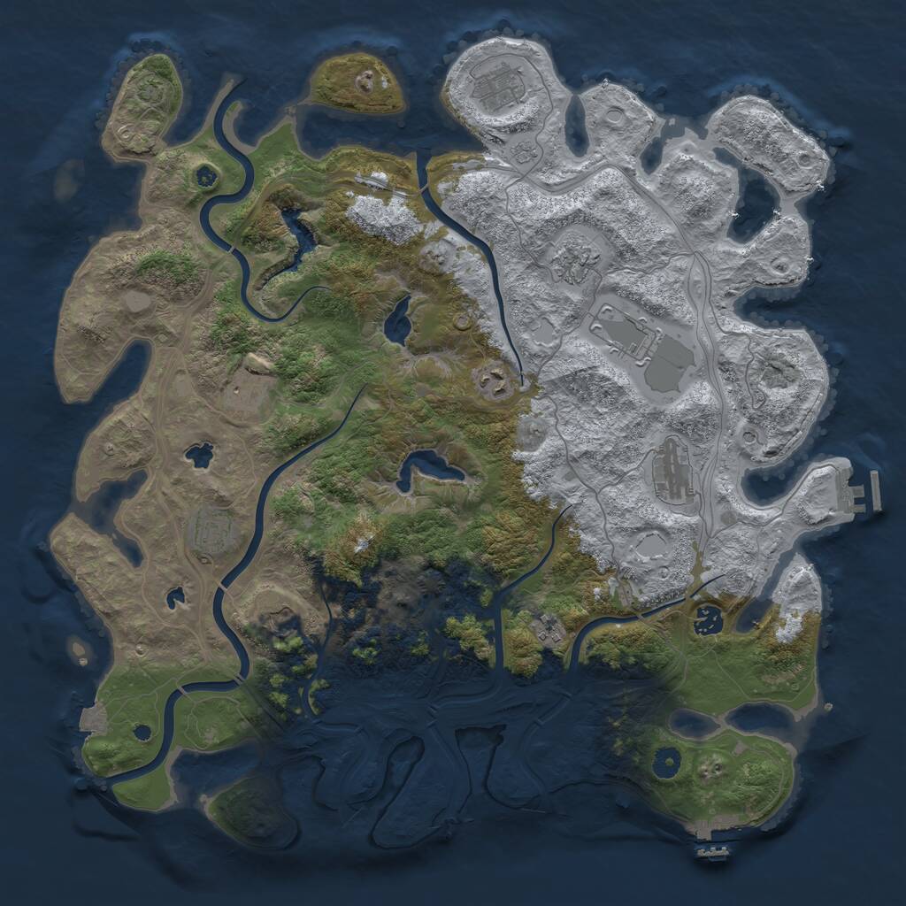 Rust Map: Procedural Map, Size: 4500, Seed: 6450354, 16 Monuments