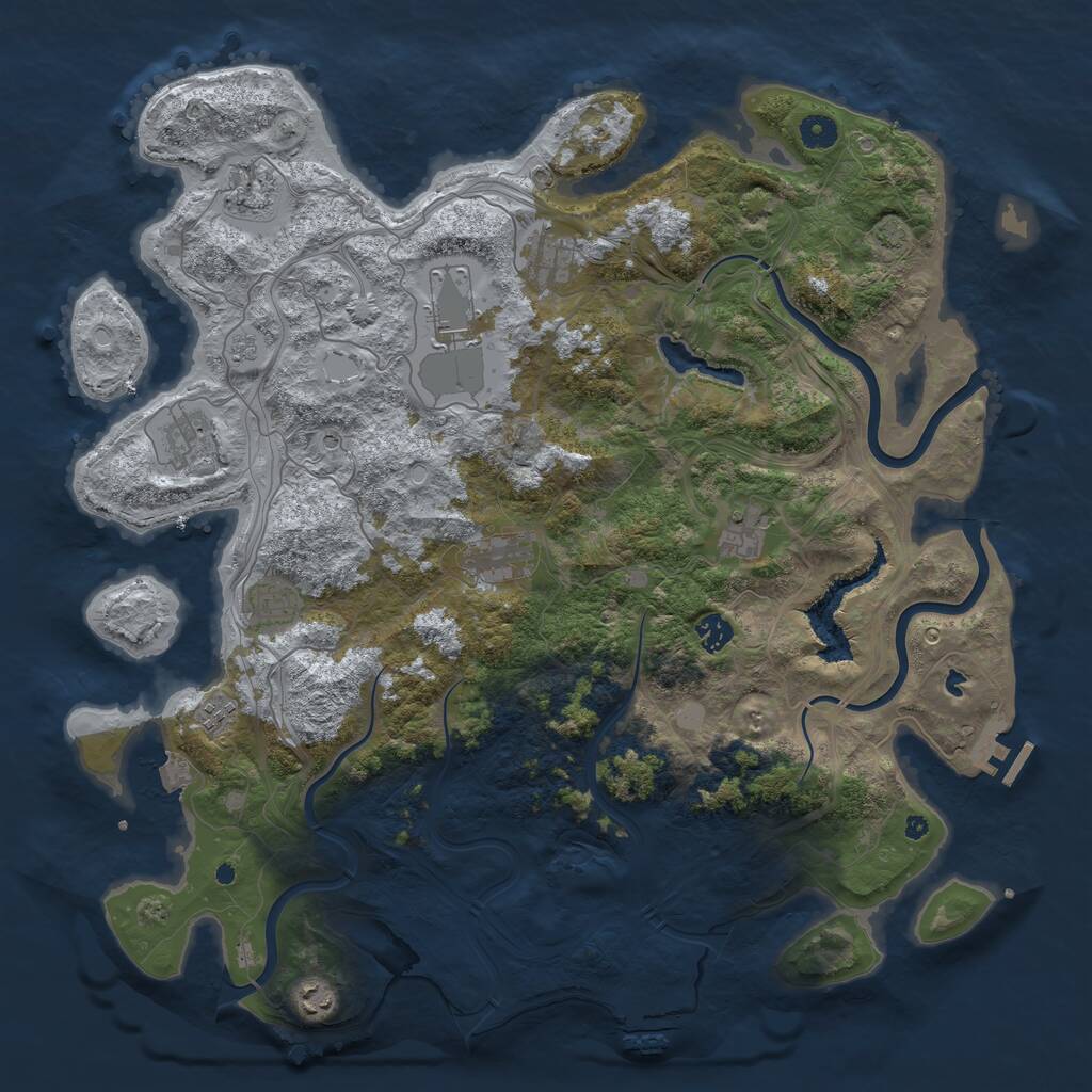 Rust Map: Procedural Map, Size: 4500, Seed: 309194, 16 Monuments