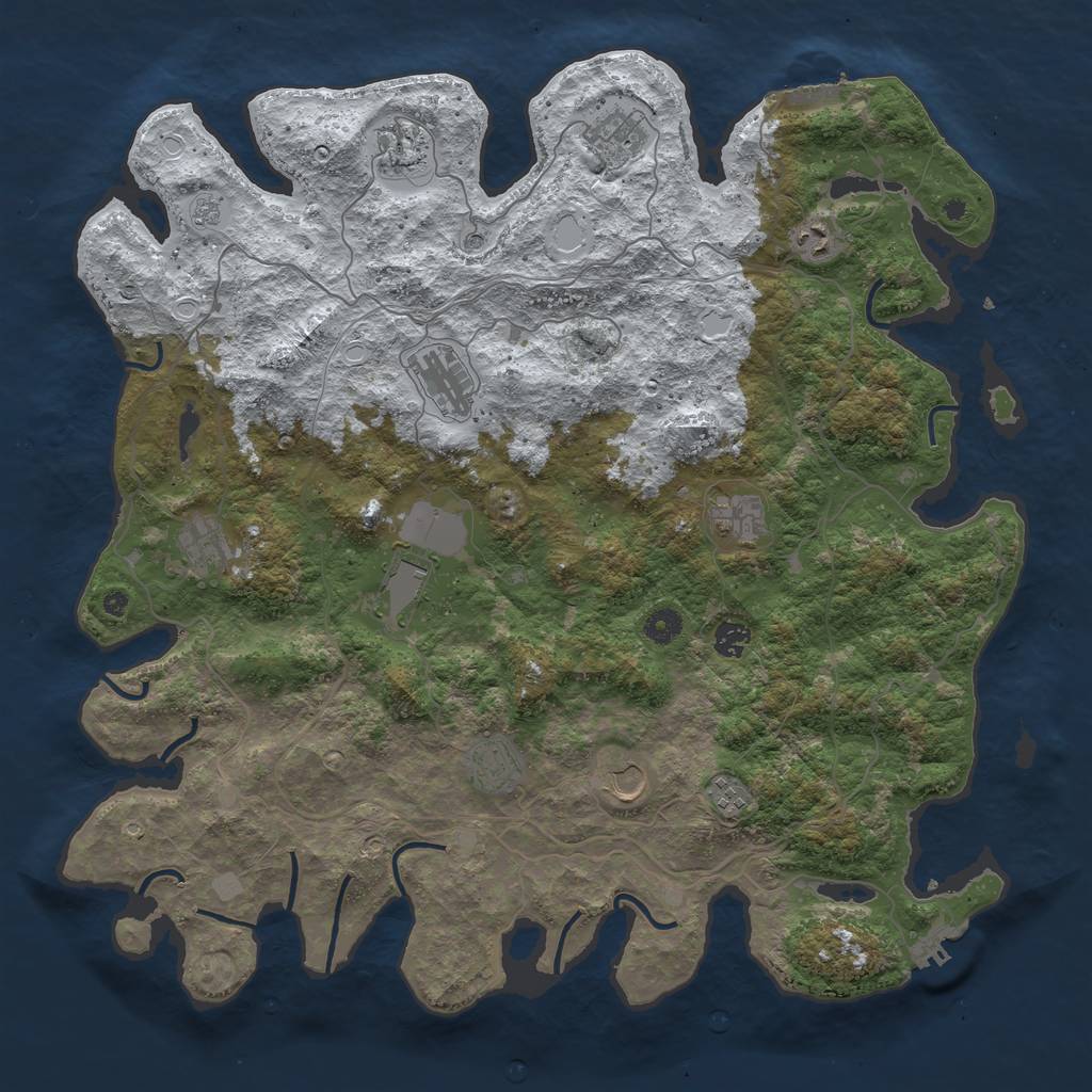 Rust Map: Procedural Map, Size: 4500, Seed: 2068305, 20 Monuments
