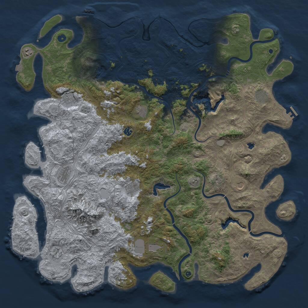 Rust Map: Procedural Map, Size: 5666, Seed: 1910046538, 17 Monuments