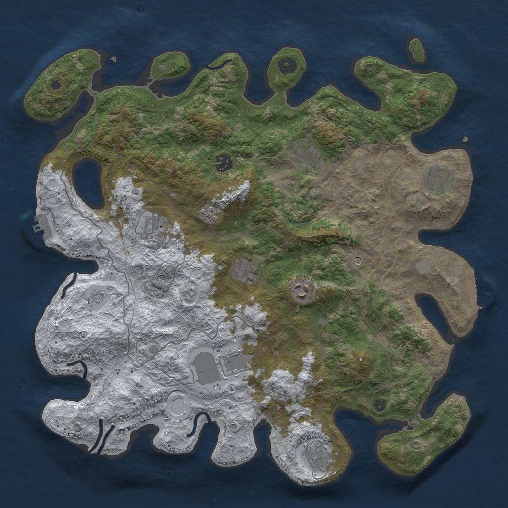 Rust Map: Procedural Map, Size: 4250, Seed: 4687444, 18 Monuments