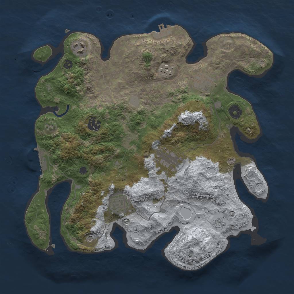 Rust Map: Procedural Map, Size: 3250, Seed: 1805683, 15 Monuments