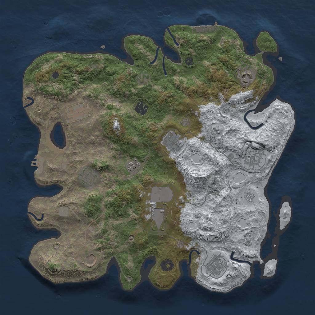 Rust Map: Procedural Map, Size: 3700, Seed: 1253070918, 19 Monuments