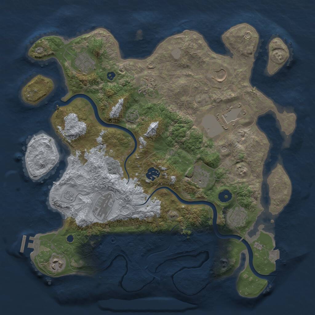 Rust Map: Procedural Map, Size: 3700, Seed: 993432237, 15 Monuments