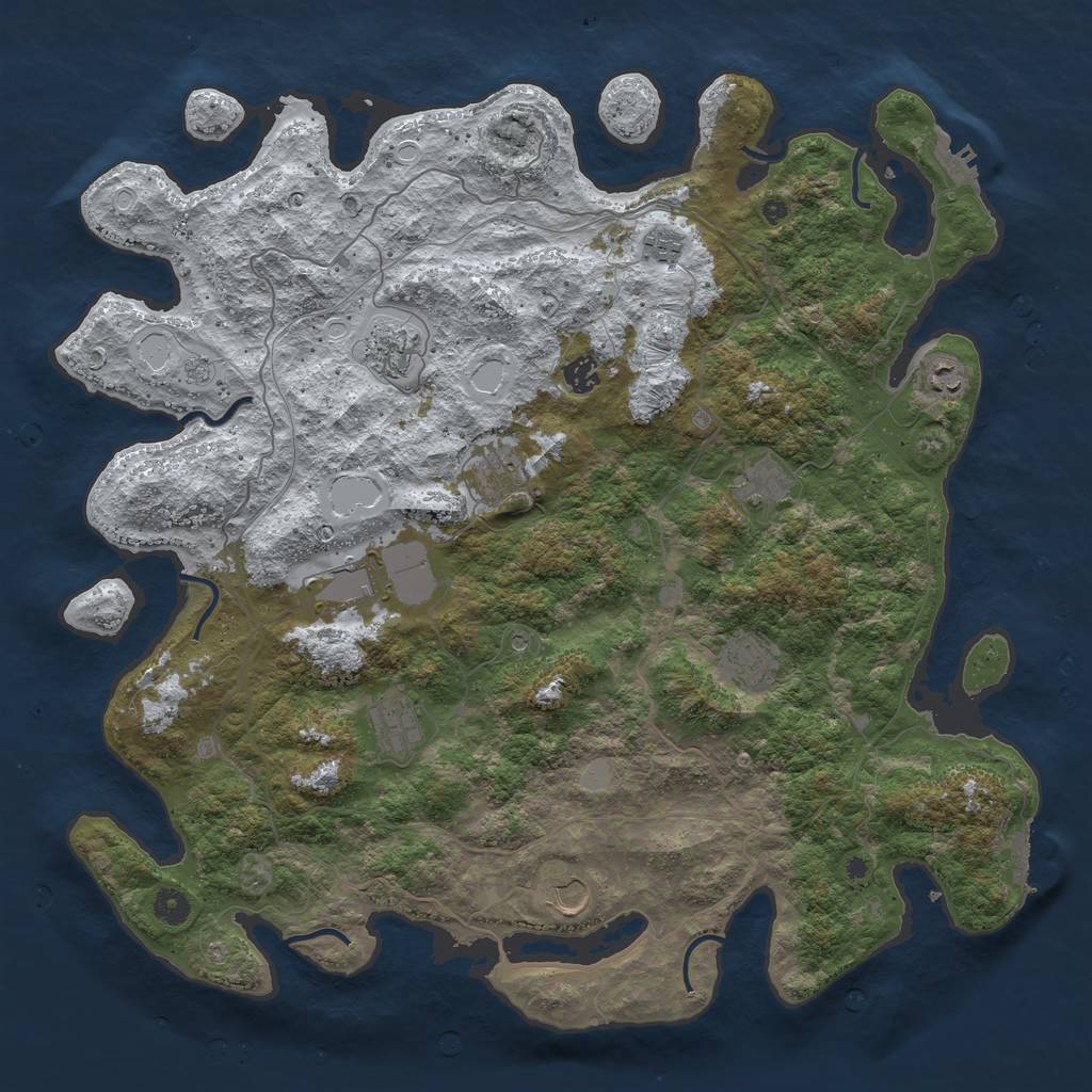 Rust Map: Procedural Map, Size: 4500, Seed: 1628163, 19 Monuments