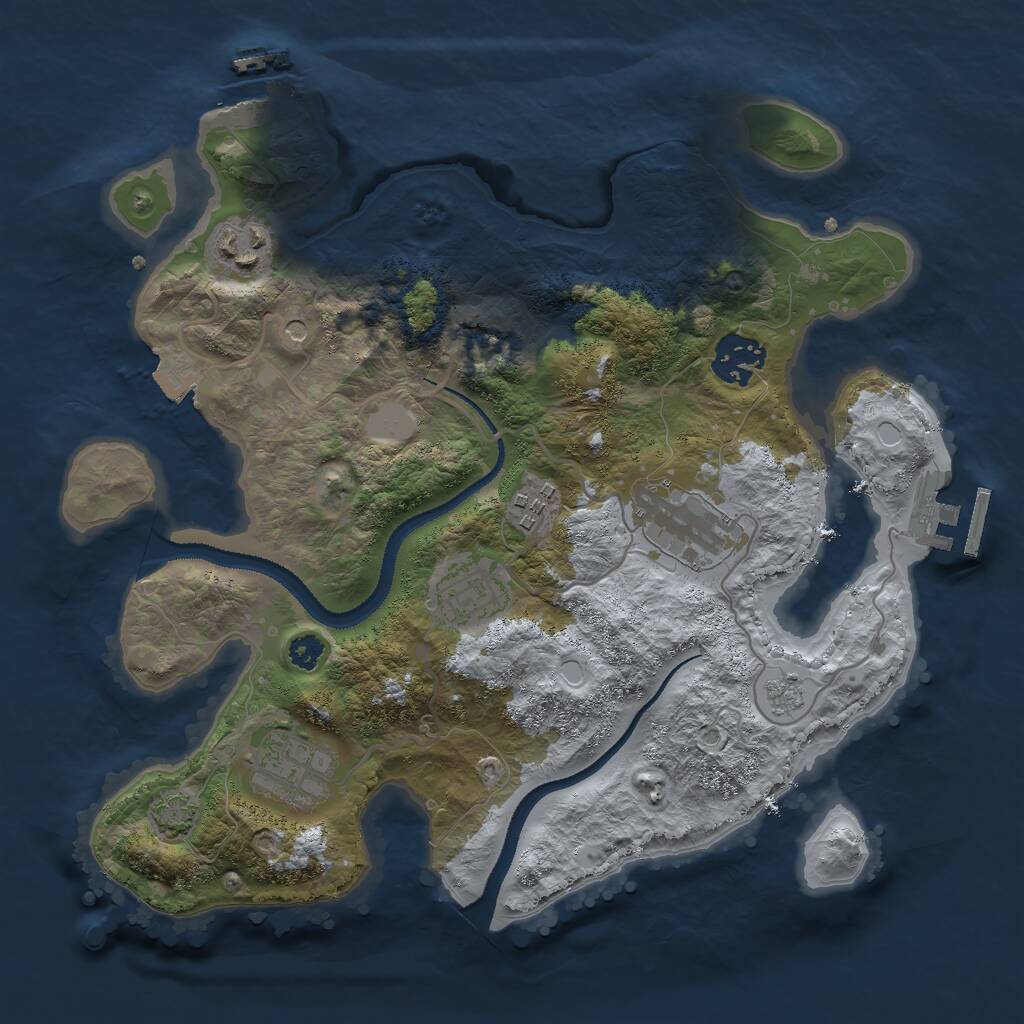 Rust Map: Procedural Map, Size: 3000, Seed: 3850, 12 Monuments