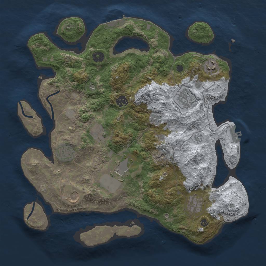 Rust Map: Procedural Map, Size: 3500, Seed: 2109294619, 18 Monuments