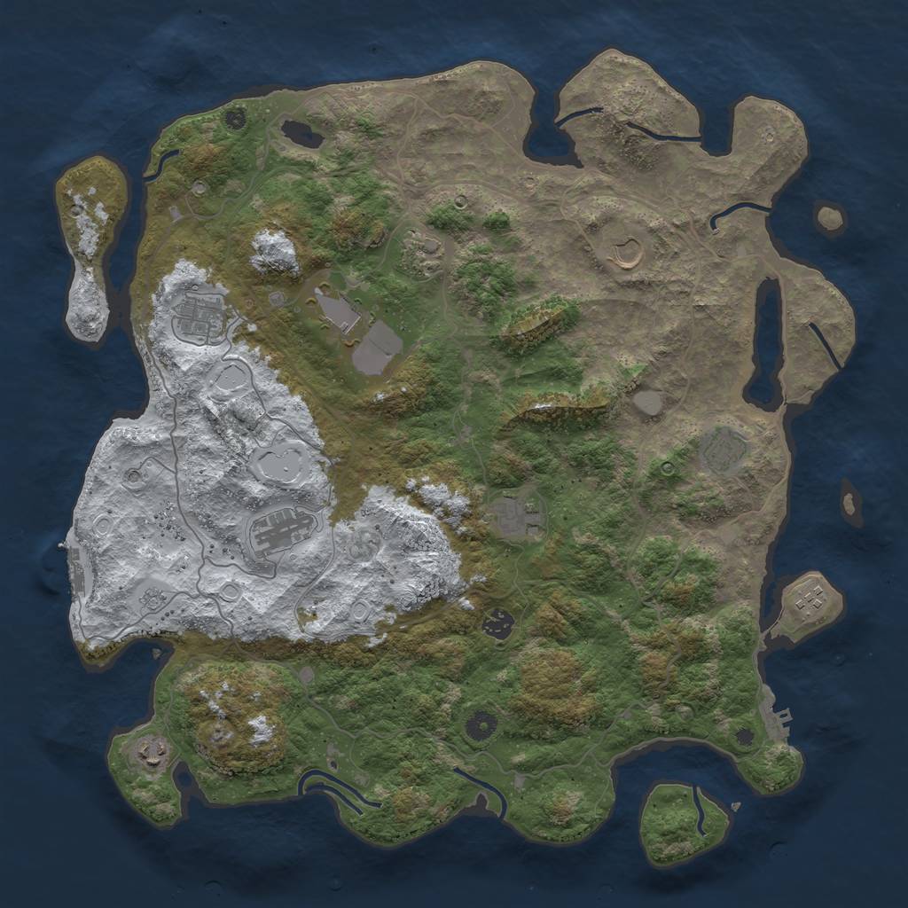 Rust Map: Procedural Map, Size: 4500, Seed: 2408727, 19 Monuments