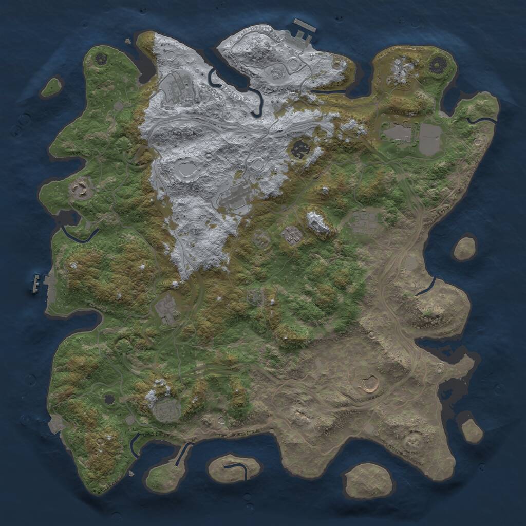 Rust Map: Procedural Map, Size: 4500, Seed: 3816725, 17 Monuments