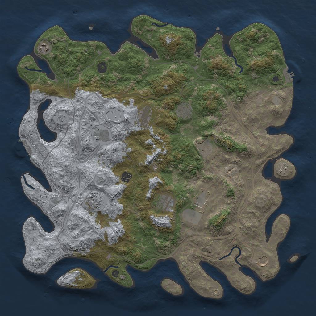 Rust Map: Procedural Map, Size: 4500, Seed: 6465370, 20 Monuments