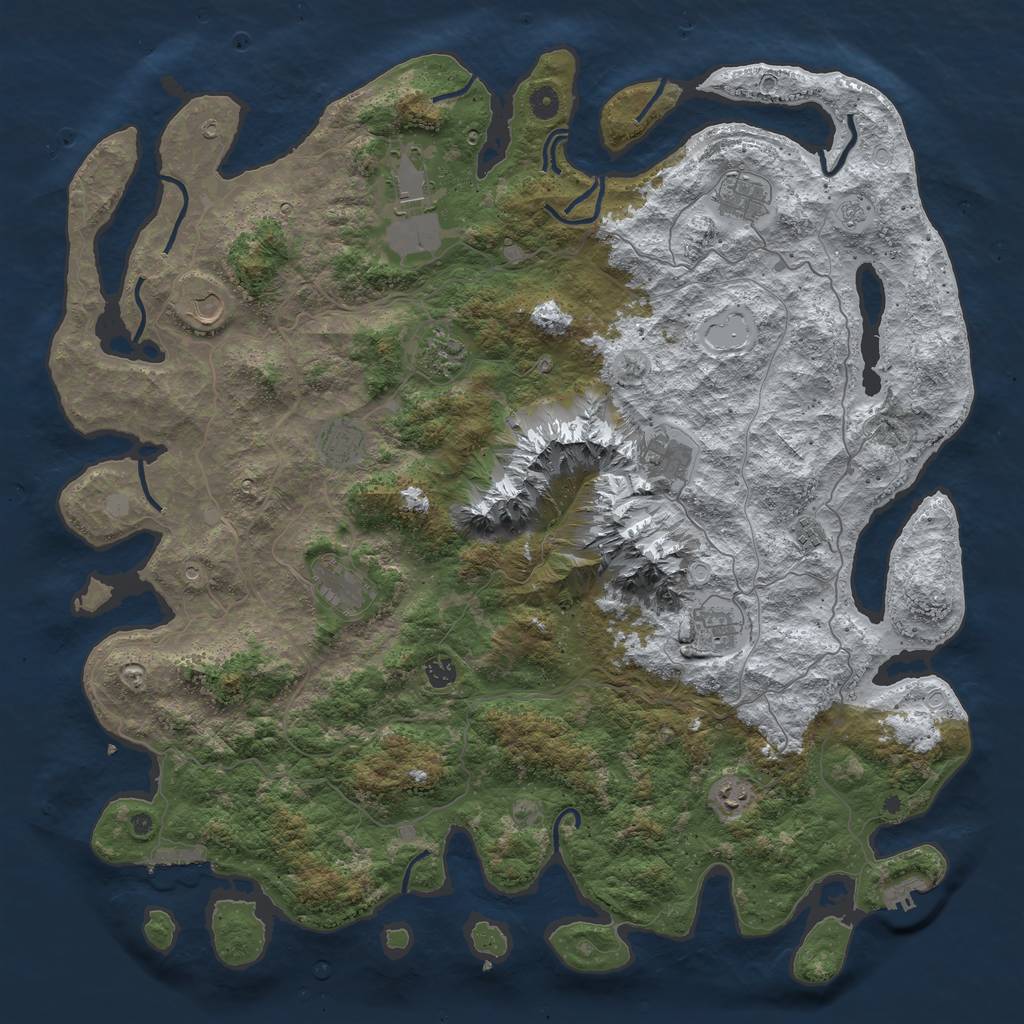 Rust Map: Procedural Map, Size: 5000, Seed: 102030406, 20 Monuments