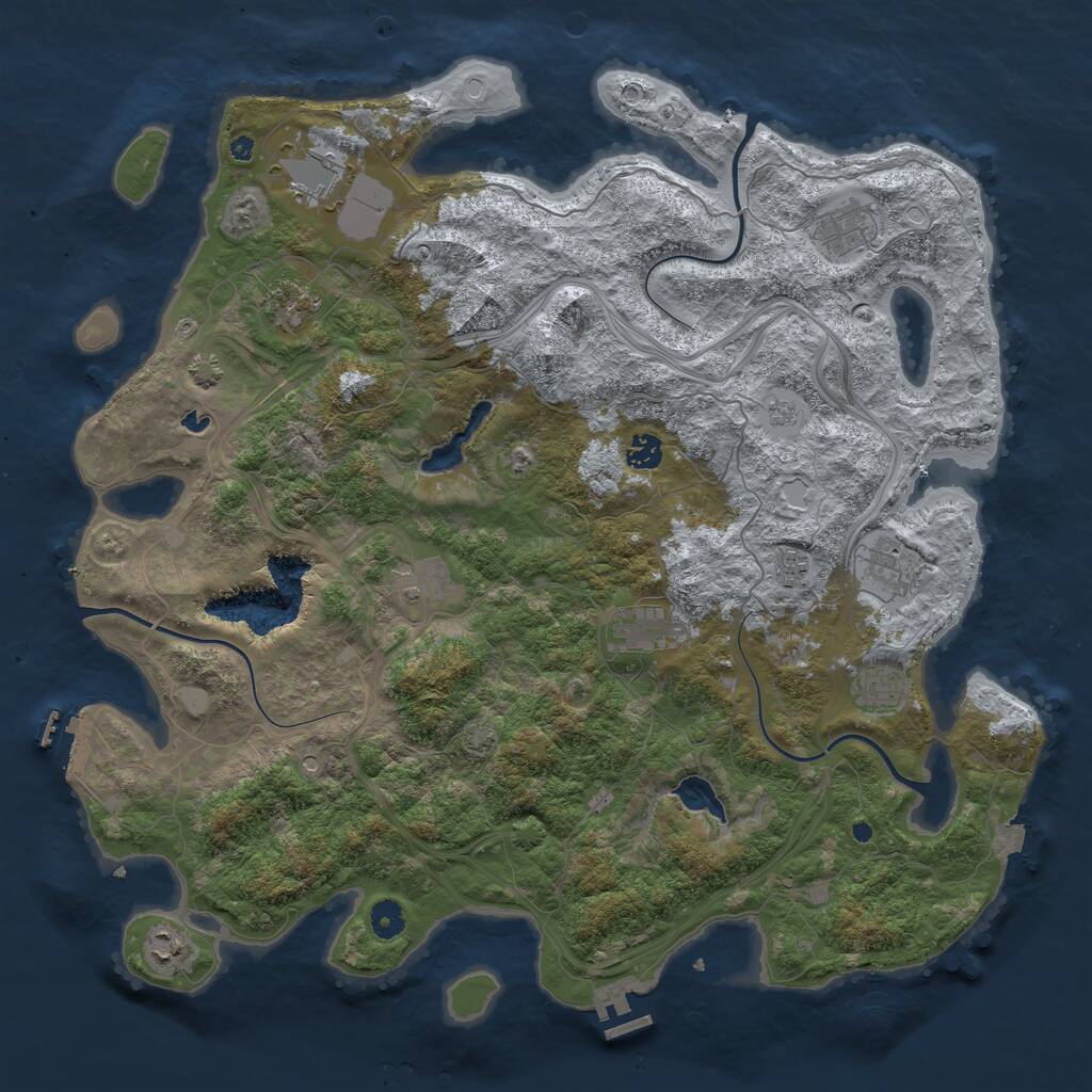 Rust Map: Procedural Map, Size: 4500, Seed: 960602, 16 Monuments