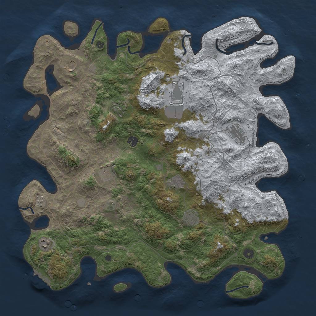 Rust Map: Procedural Map, Size: 4500, Seed: 2288521, 18 Monuments