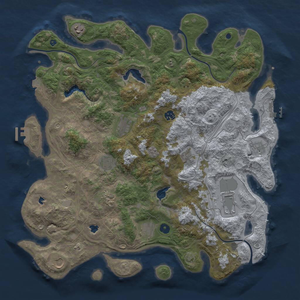 Rust Map: Procedural Map, Size: 4500, Seed: 5611076, 17 Monuments