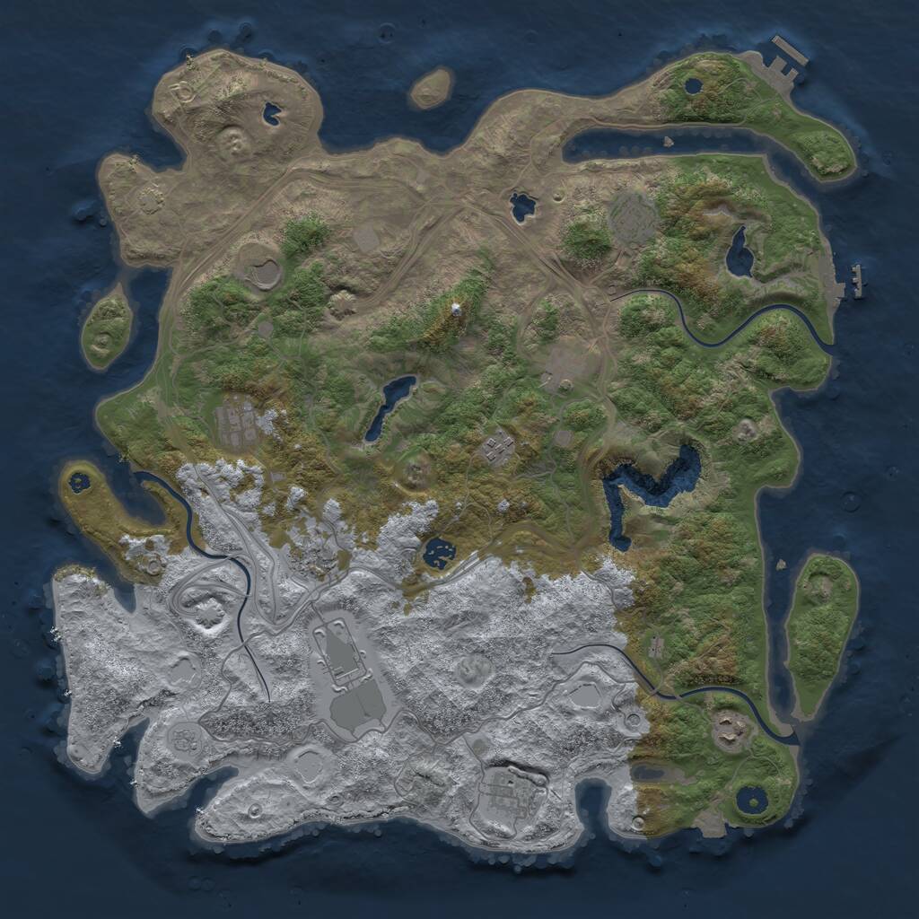 Rust Map: Procedural Map, Size: 4500, Seed: 6391130, 16 Monuments