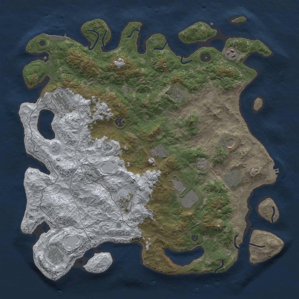 Rust Map: Procedural Map, Size: 4500, Seed: 3607806, 20 Monuments