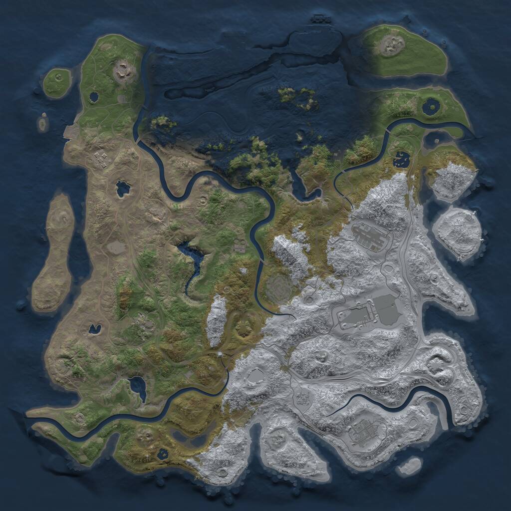 Rust Map: Procedural Map, Size: 4500, Seed: 3315512, 14 Monuments