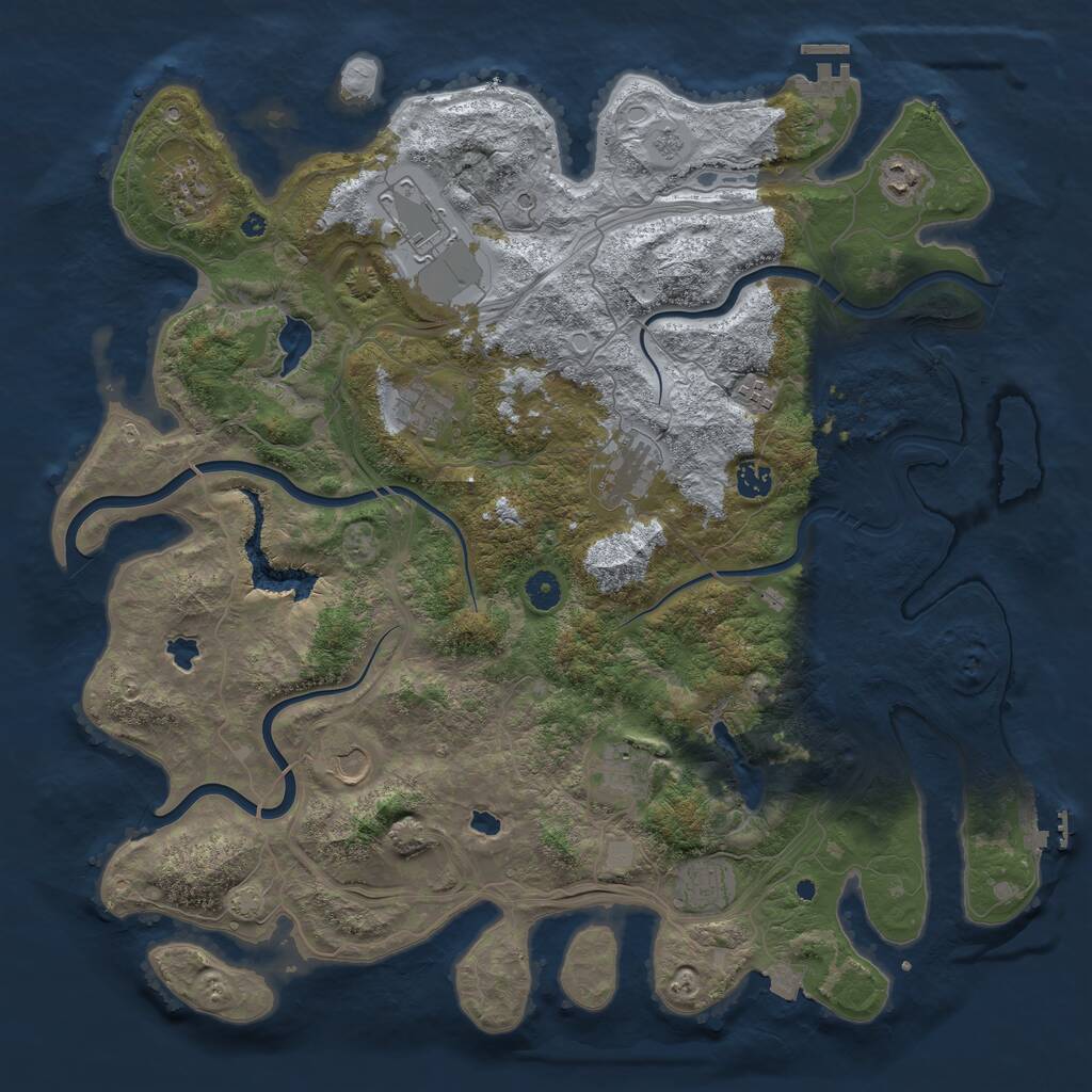 Rust Map: Procedural Map, Size: 4500, Seed: 3808334, 16 Monuments