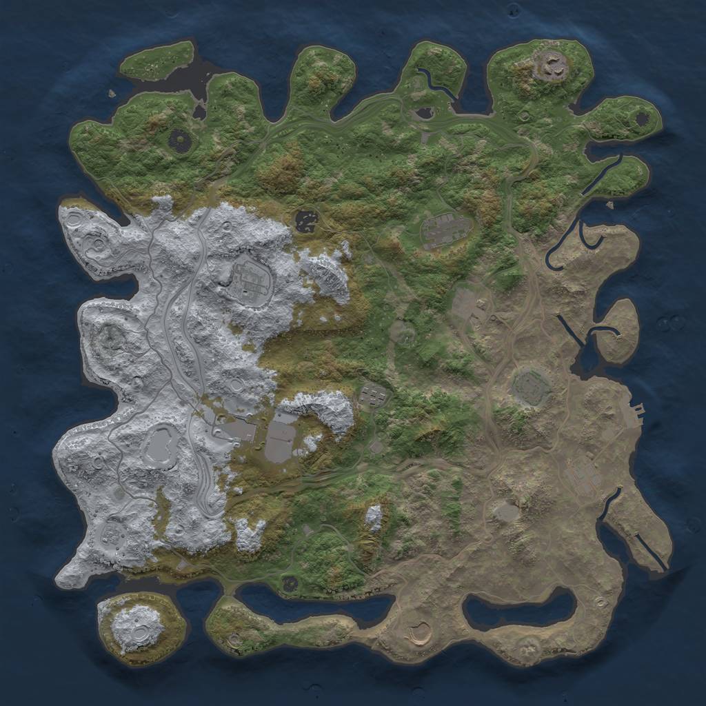 Rust Map: Procedural Map, Size: 4500, Seed: 542978, 18 Monuments