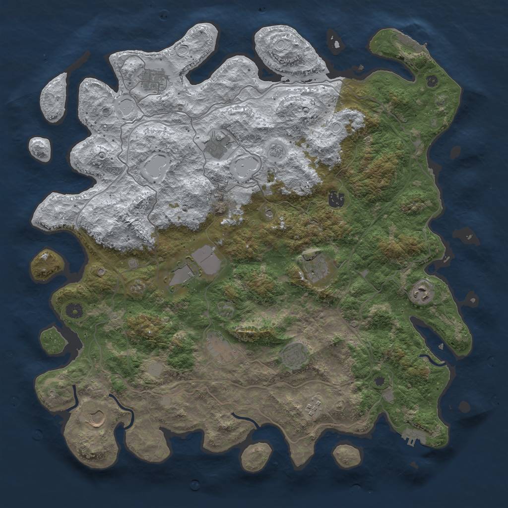 Rust Map: Procedural Map, Size: 4500, Seed: 3690590, 19 Monuments
