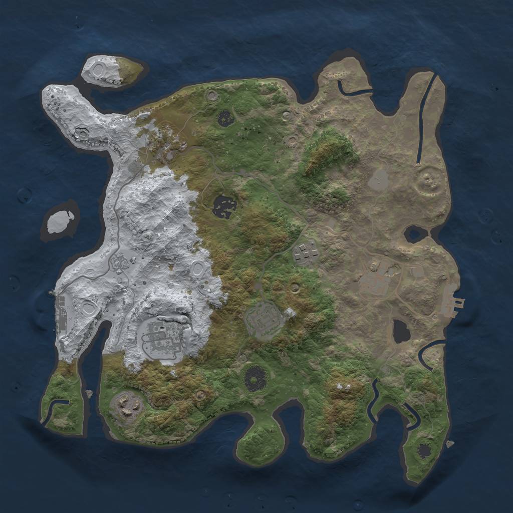 Rust Map: Procedural Map, Size: 3250, Seed: 6197963, 15 Monuments
