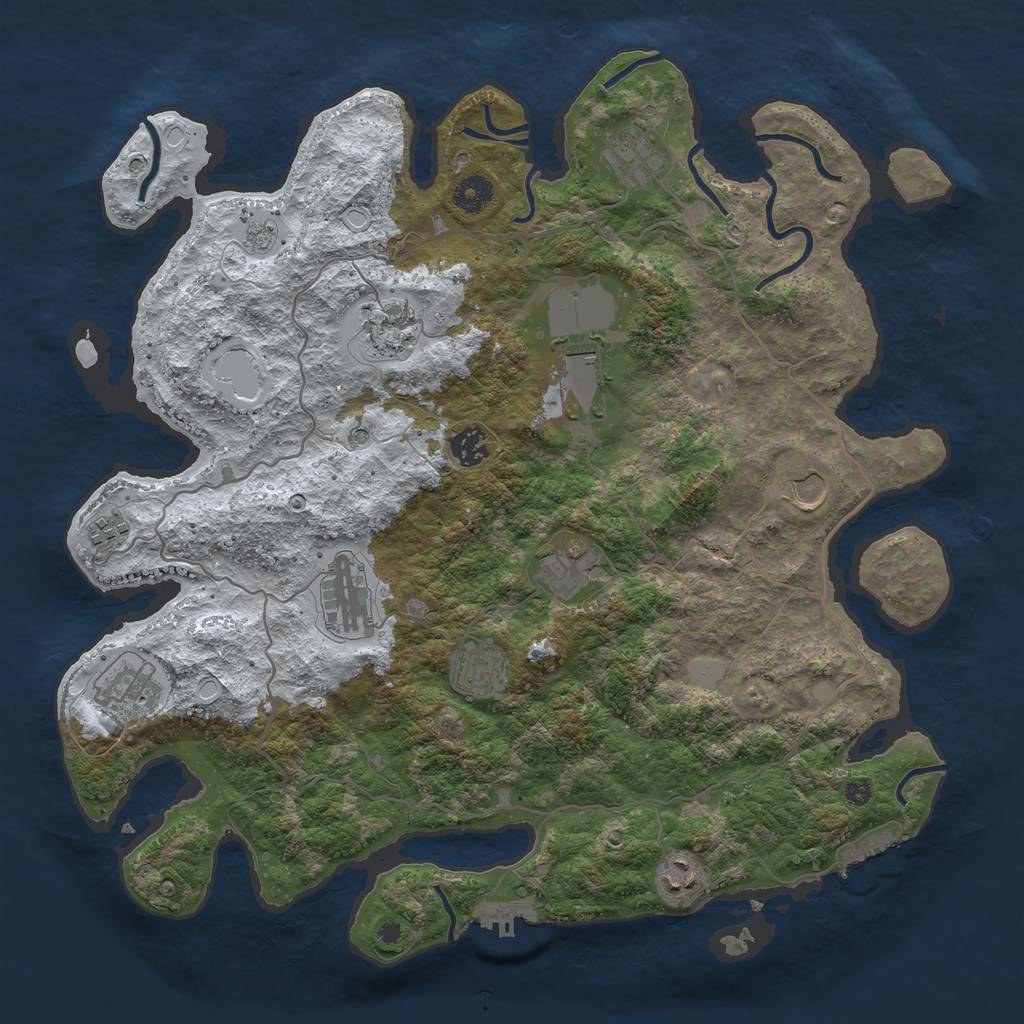 Rust Map: Procedural Map, Size: 4000, Seed: 124612, 20 Monuments