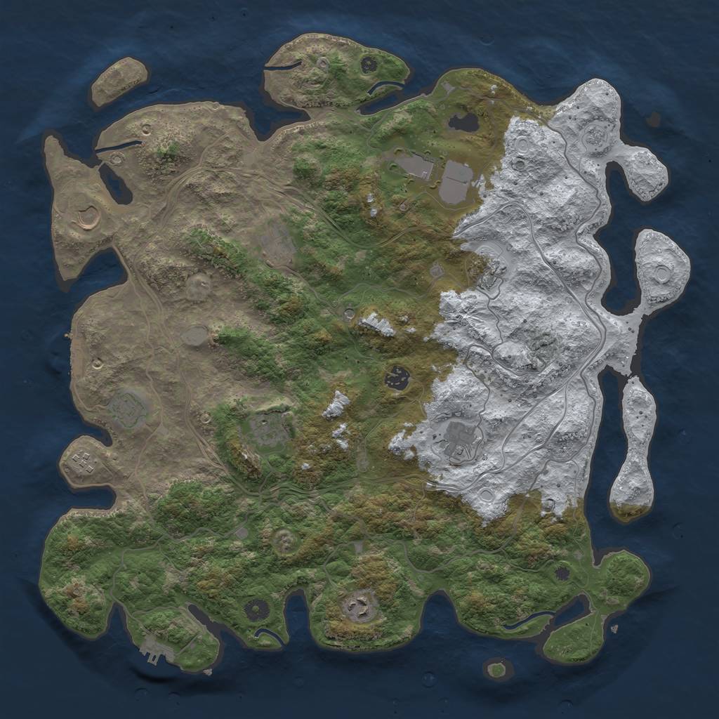 Rust Map: Procedural Map, Size: 4500, Seed: 3759441, 19 Monuments