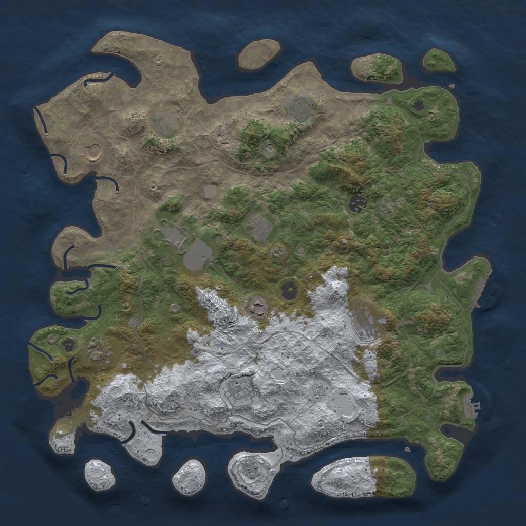 Rust Map: Procedural Map, Size: 4500, Seed: 5843674, 20 Monuments