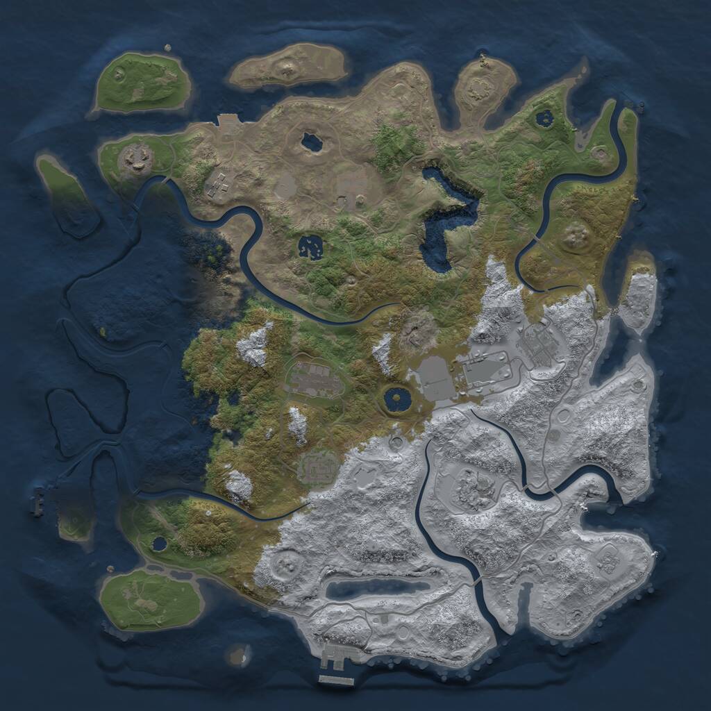 Rust Map: Procedural Map, Size: 4100, Seed: 25575, 15 Monuments