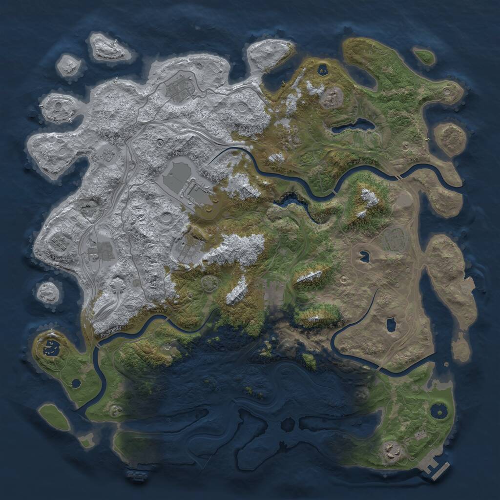 Rust Map: Procedural Map, Size: 4500, Seed: 463058, 16 Monuments