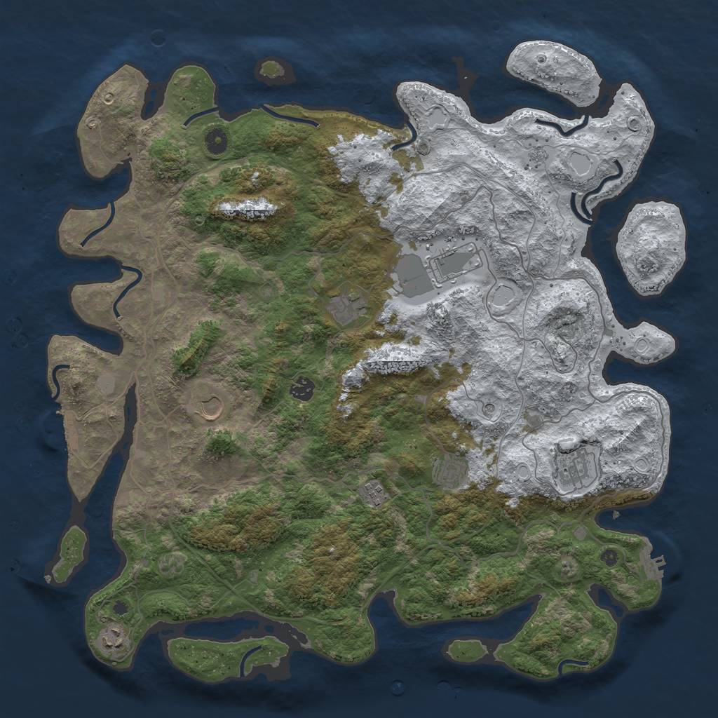 Rust Map: Procedural Map, Size: 4500, Seed: 3526619, 17 Monuments