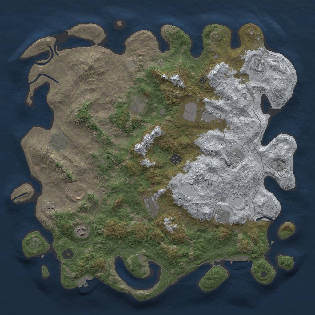 Rust Map: Procedural Map, Size: 4500, Seed: 5598999, 20 Monuments
