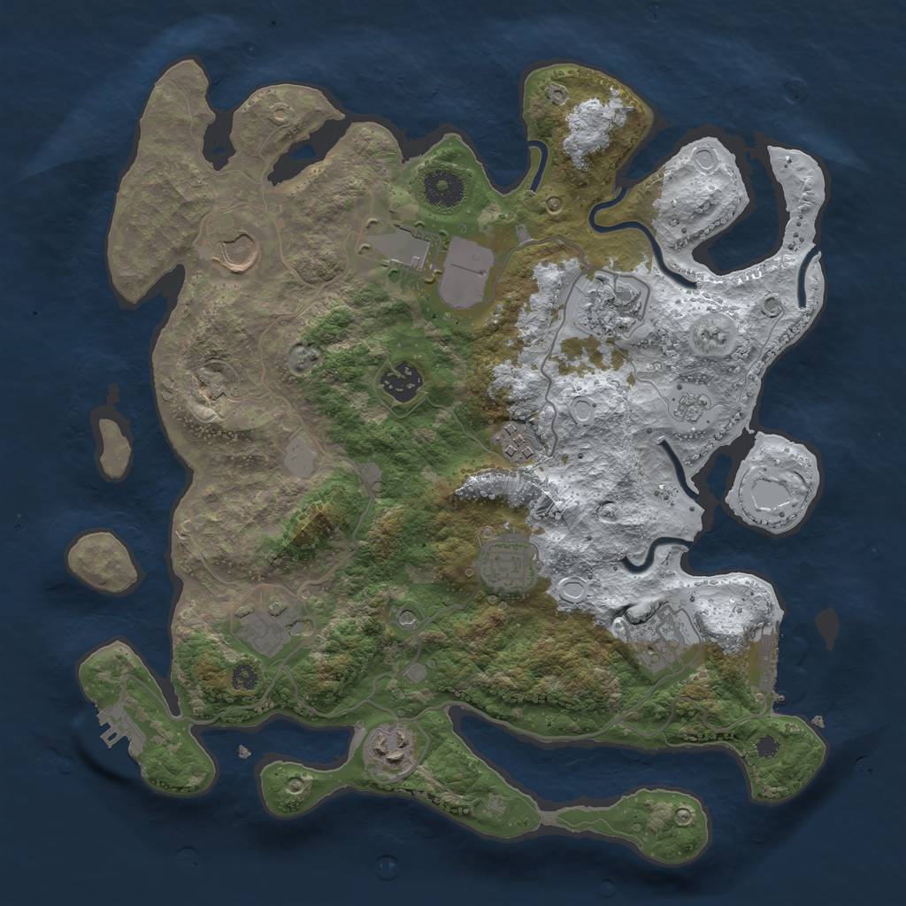Rust Map: Procedural Map, Size: 3500, Seed: 17092, 18 Monuments