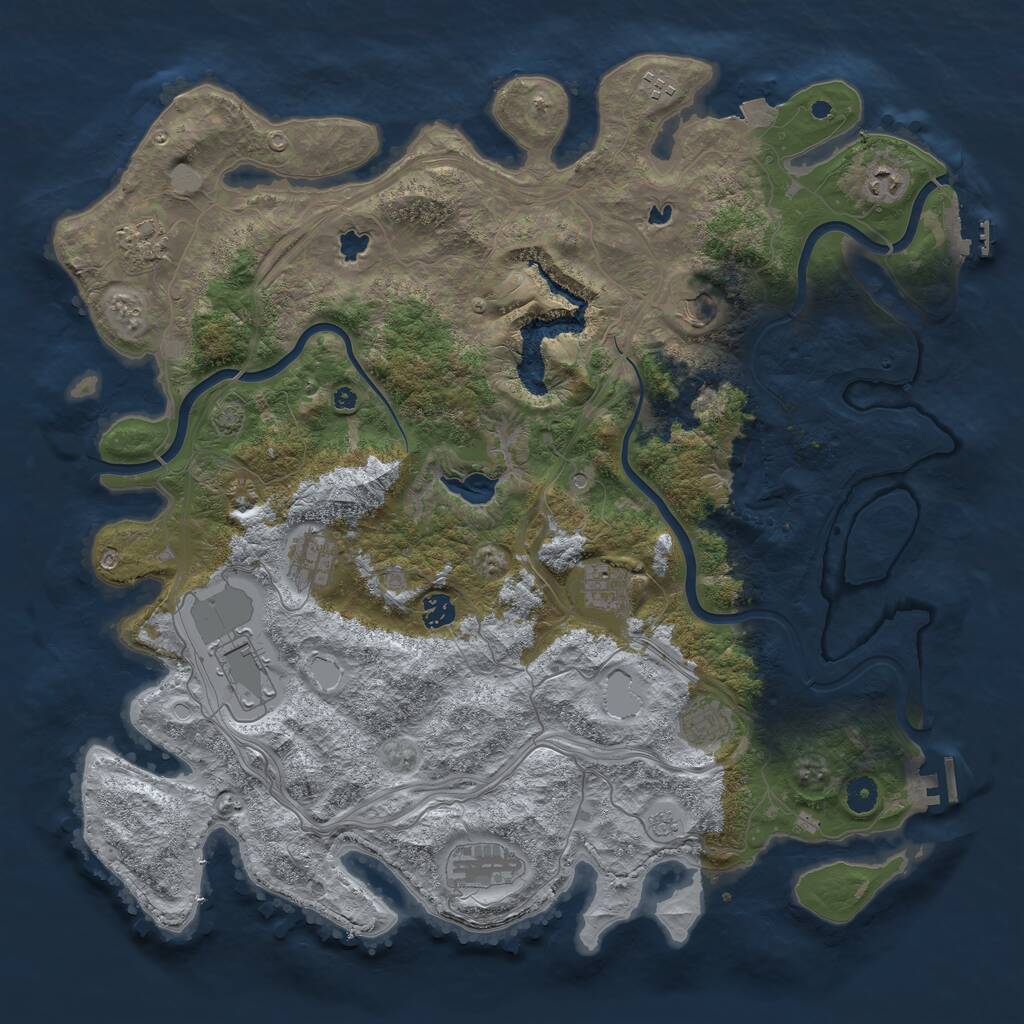 Rust Map: Procedural Map, Size: 4500, Seed: 4475834, 16 Monuments