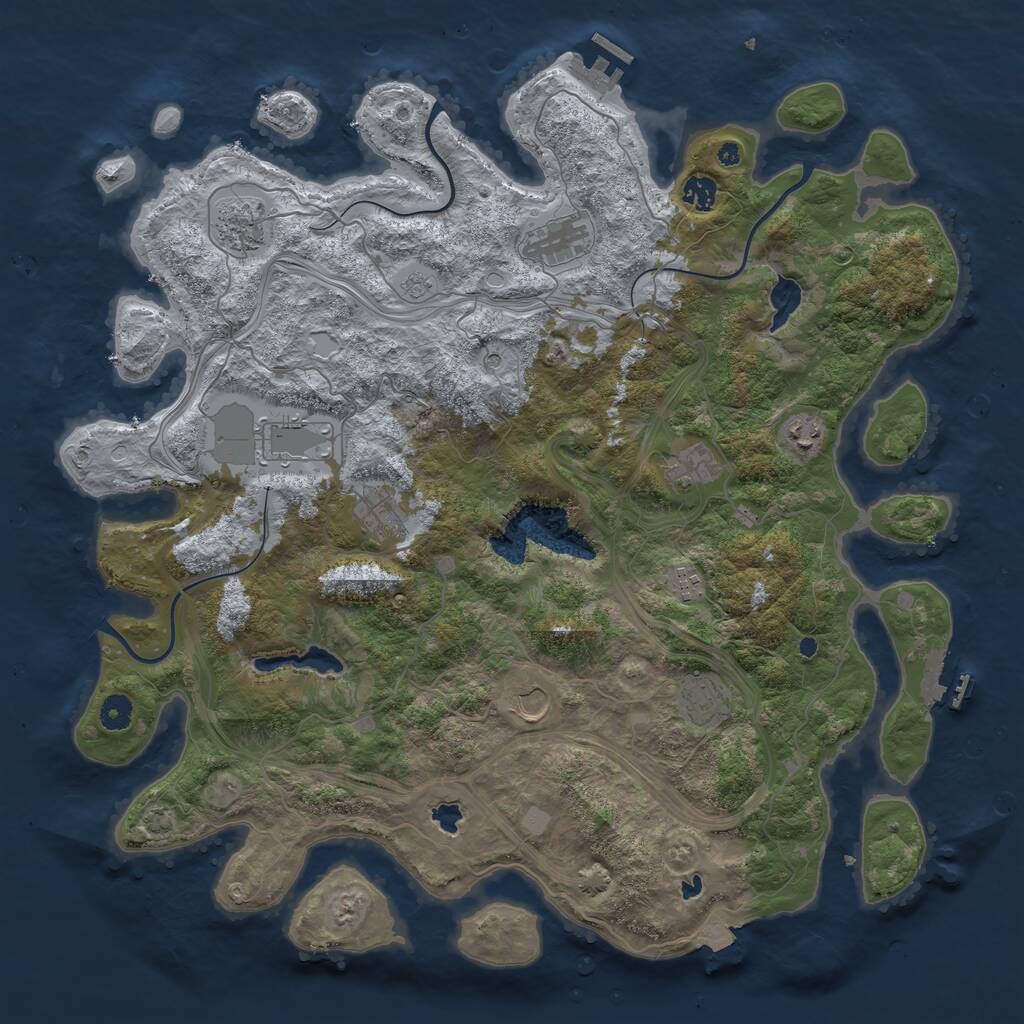 Rust Map: Procedural Map, Size: 4500, Seed: 4321509, 16 Monuments