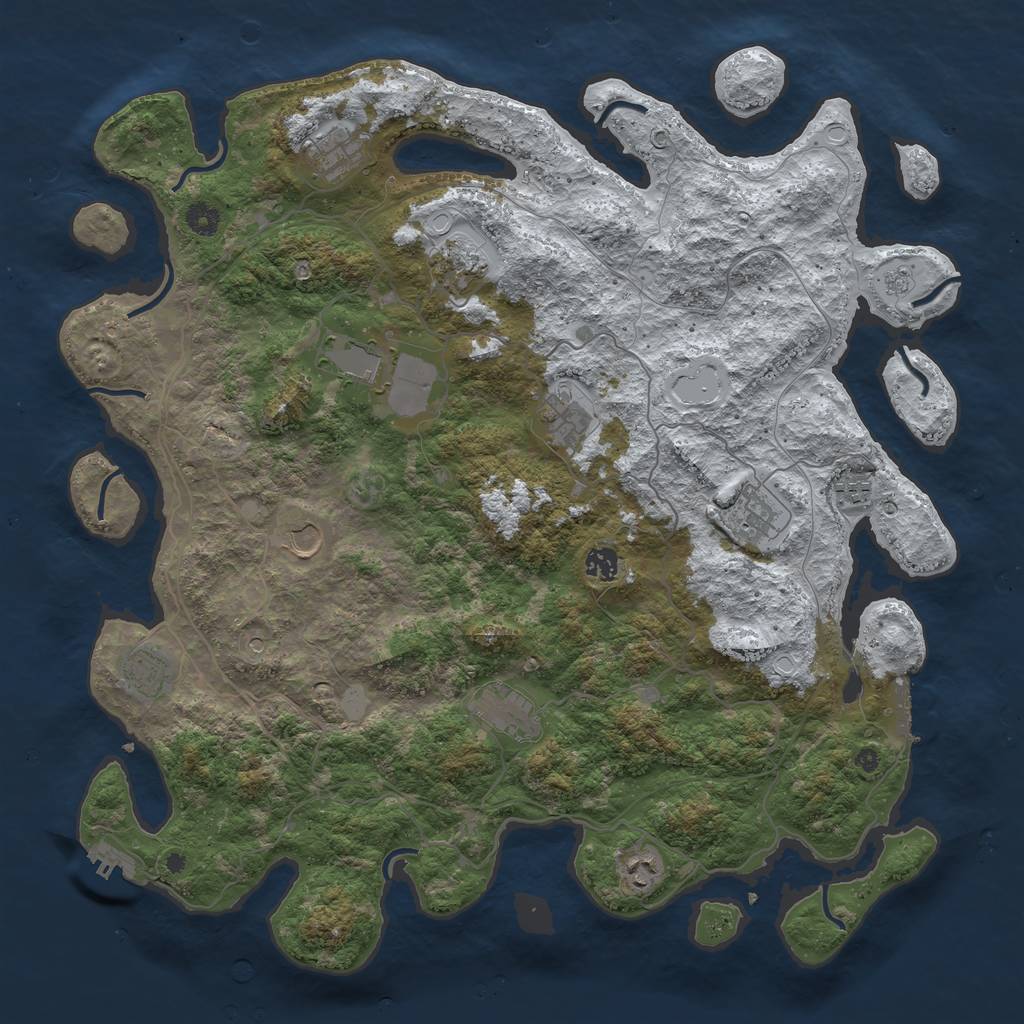 Rust Map: Procedural Map, Size: 4500, Seed: 5558402, 20 Monuments
