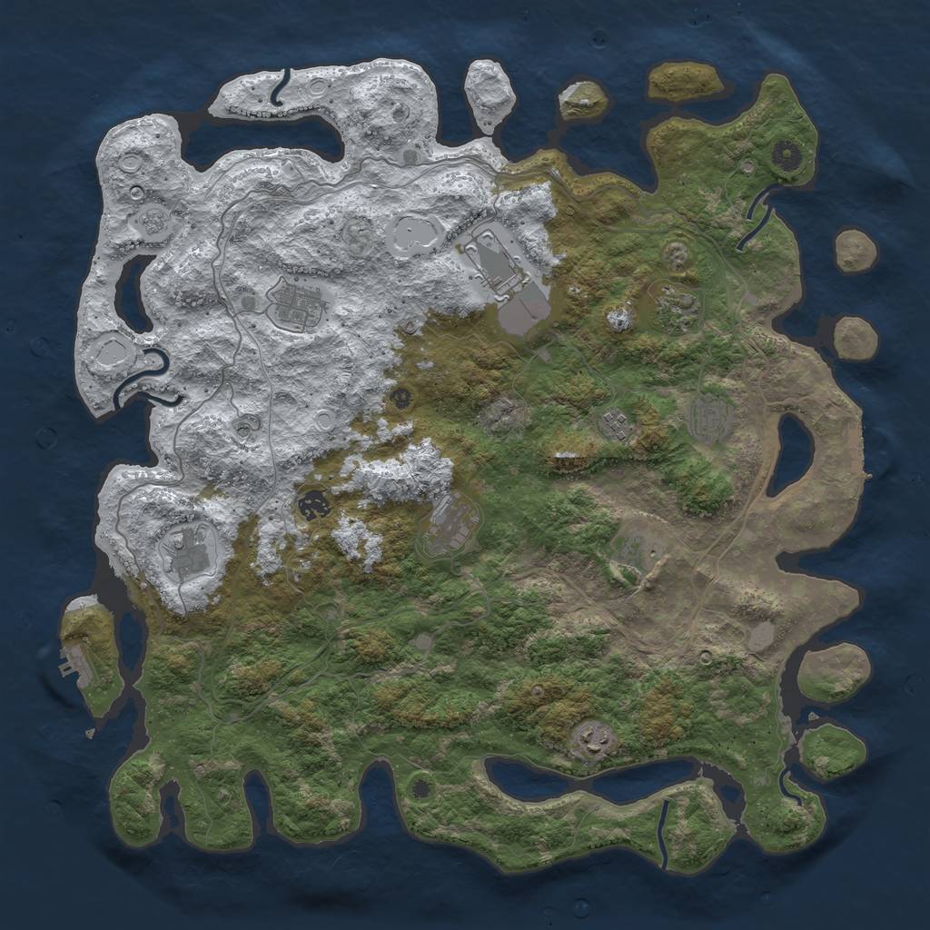 Rust Map: Procedural Map, Size: 4600, Seed: 911447241, 19 Monuments